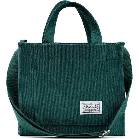 Vintage Green Corduroy Small Crossbody Tote Bag - Soft, Stylish, Multi-Purpose - Picture 1 of 6
